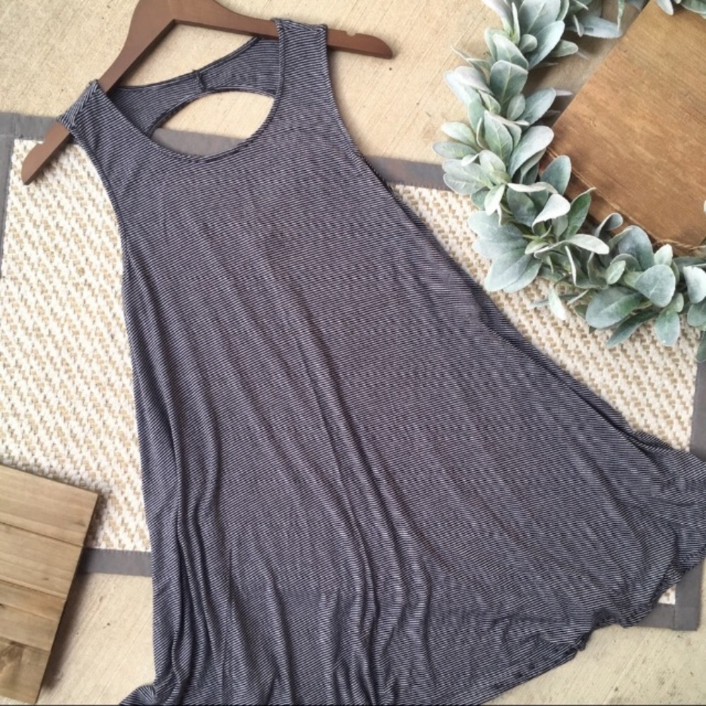 American Eagle Black & White Striped Swing Dress